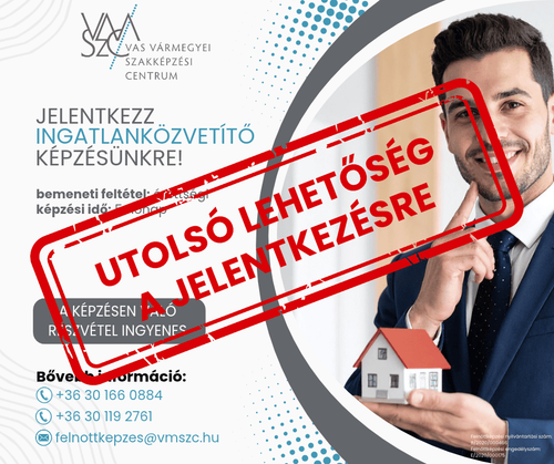 Utolsó jelentkezési lehetőség az ingatlanközvetítő képzésre